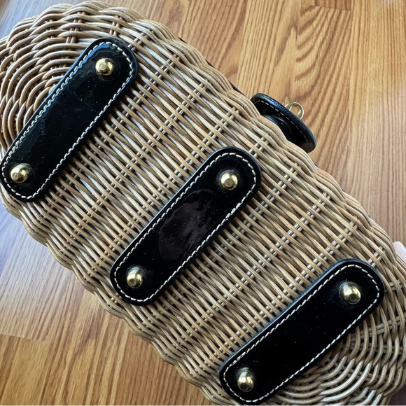 Eric Javits Wicker Bag Frog Print Embroidery - Picture 8 of 17